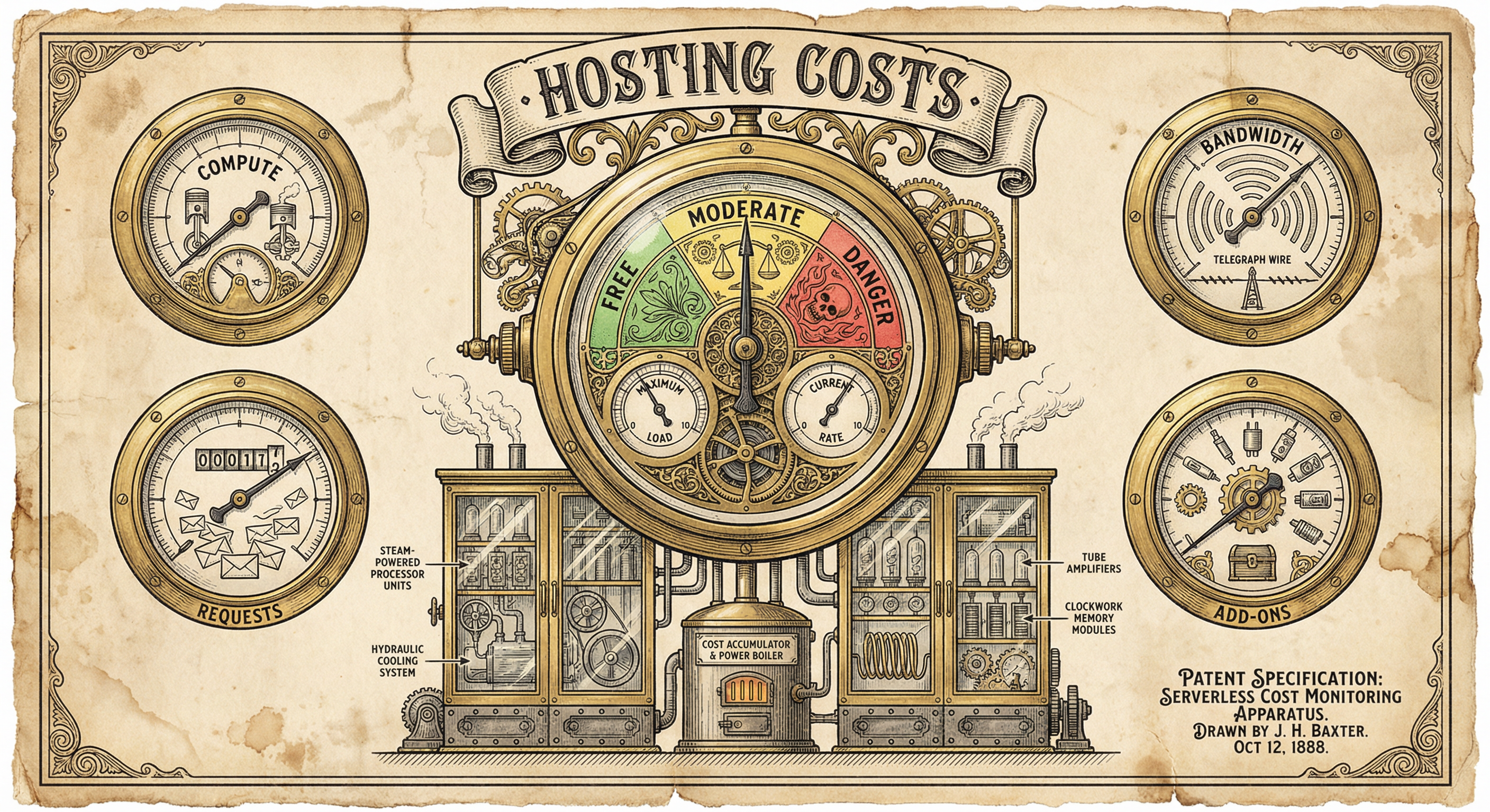 The four cost meters — compute, bandwidth, requests, and add-ons — that determine your Vercel bill